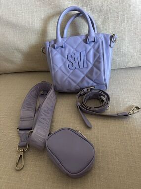 Steve Madden Quilted Mini Tote in Lavender with Detachable Straps